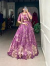 Purple Colour Tussar Silk Wedding Wear Lahenga With Blouse And Koti NNK1129